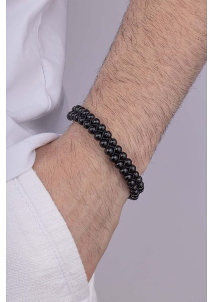 Çift Sıra Oniks Taşlı Makrome Doğal Taş Erkek Bileklik