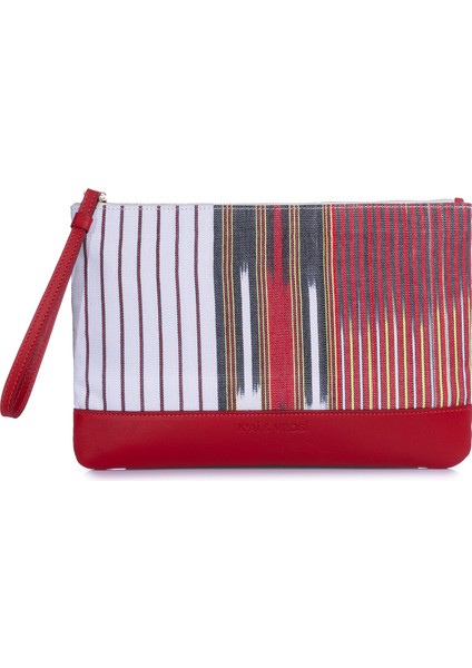 Puli - Kırmızı Deri Peştemal Dokuma Kumaş Portföy