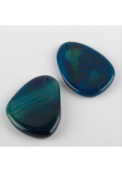 Allzey Özel Kesim Doğaltaş Plaka Akik Kolye Ucu-Mavi fırsatları