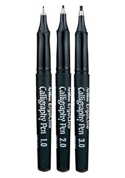 Siyah Ergoline Calligraphy Kalemi Su Bazlı 1.0-2.0-3.0 Mm 3 Adet Set modelleri