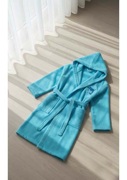 Kapüşonlu ve Kemerli Pamuklu TURKUAZ Erkek-Kız Genç Çocuk Bornozu(PAMUKLU-YUNUS NAKIŞLI-YUMUŞAK) fiyatları