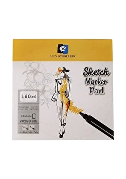 Ciltli Sketch Marker Pad 160 gr 20x20 Cm 40 Yaprak A Sanatsal Malzeme fiyatları