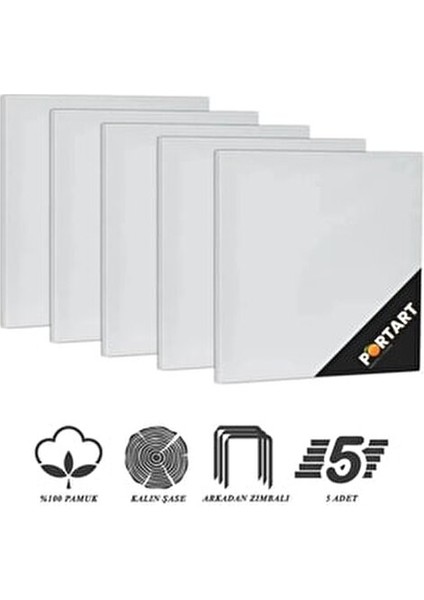 30x30 Cm Tuval Başlangıç Seviyesi Resim Çalışmaları İçin 5'li Paket Beyaz fiyatları