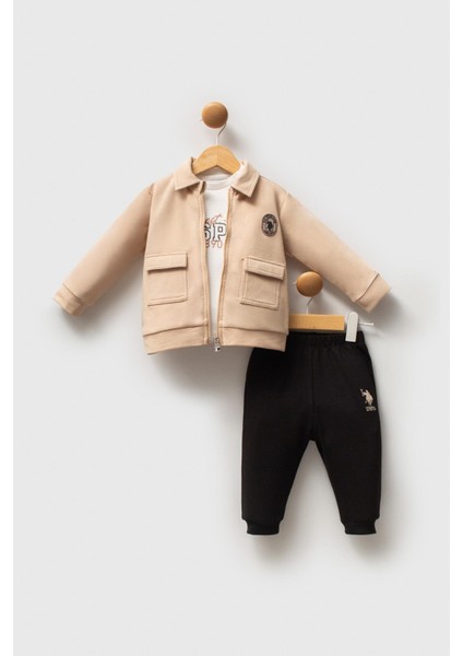 U.s. Polo Assn Erkek Bebek 3'lü Takım Bej