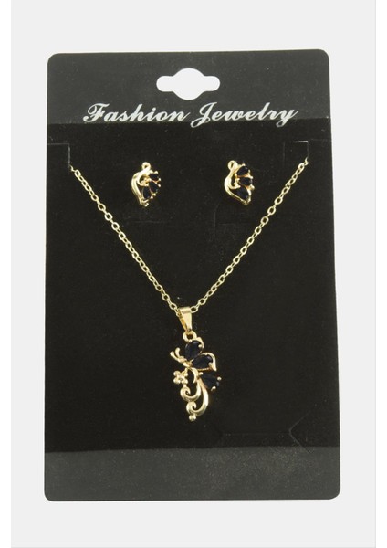 Allzey Yusufçuk Zirkon Taşlı Set Kolye-Siyah fiyatları