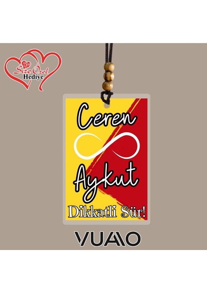 Kişiye Özel Isimli ve Fotoğraflı Taraftar Araba Hediyesi Araba Süsü Dikiz Aynası Süsü Sarı Kırmızı