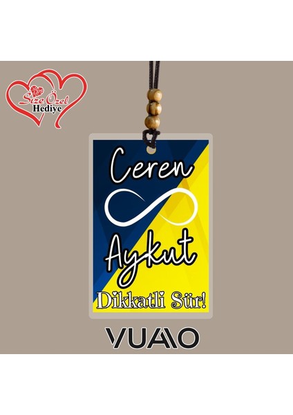 Kişiye Özel Isimli ve Fotoğraflı Taraftar Araba Hediyesi Araba Süsü Dikiz Aynası Süsü Sarı Lacivert