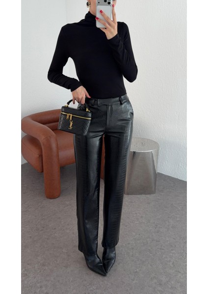 Kroc Siyah Deri Pantolon fırsatları