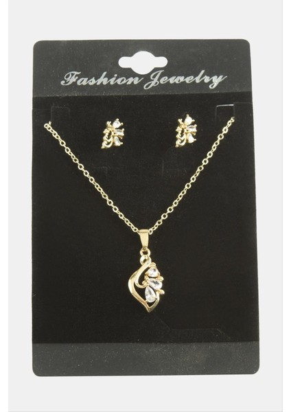 Allzey Çiçek Zirkon Taşlı Set Kolye-Gümüş Rengi fiyatları