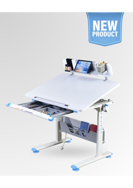 Mini Standart Çekmeceli Çalışma Masası, Yükseklik Ayarlı Çalışma Masası, Kız-Erkek Çocuk Beyaz Ders Çalışma Masası