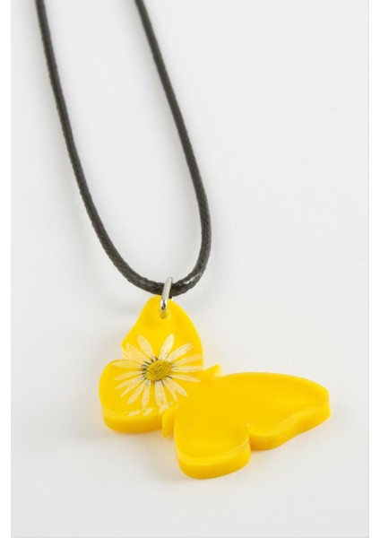 Allzey Kelebek Oval Epoksi Kolye-Sarı fiyatları