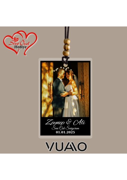 Kişiye Özel Isimli ve Fotoğraflı Araba Hediyesi Araba Süsü Dikiz Aynası Süsü Siyah