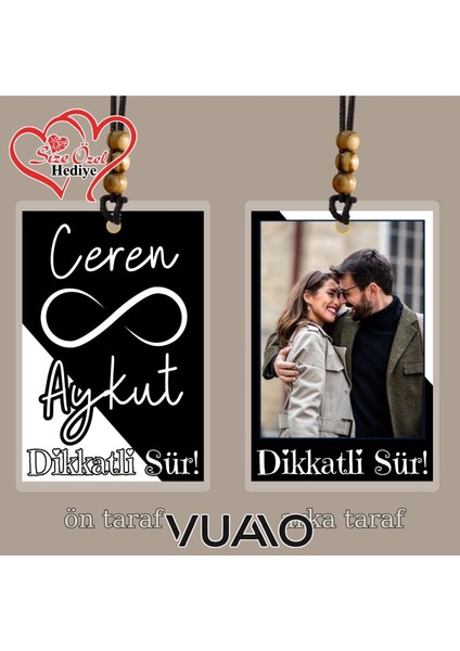 Kişiye Özel Isimli ve Fotoğraflı Taraftar Araba Hediyesi Araba Süsü Dikiz Aynası Süsü Siyah Beyaz modelleri