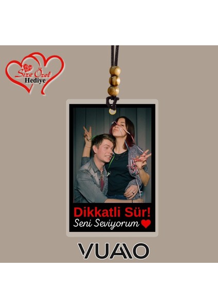 Kişiye Özel Isimli ve Fotoğraflı Araba Hediyesi Araba Süsü Dikiz Aynası Süsü Siyah