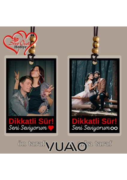 Kişiye Özel Isimli ve Fotoğraflı Araba Hediyesi Araba Süsü Dikiz Aynası Süsü Siyah modelleri