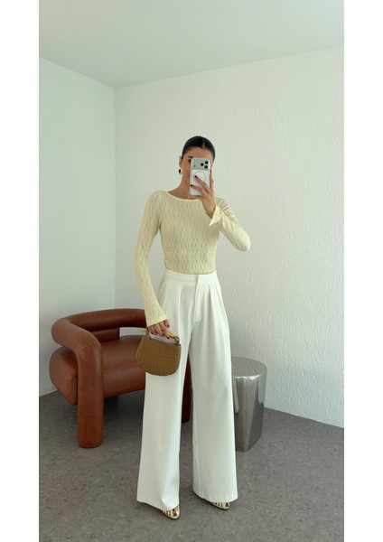 Beyaz Palazzo Pantolon