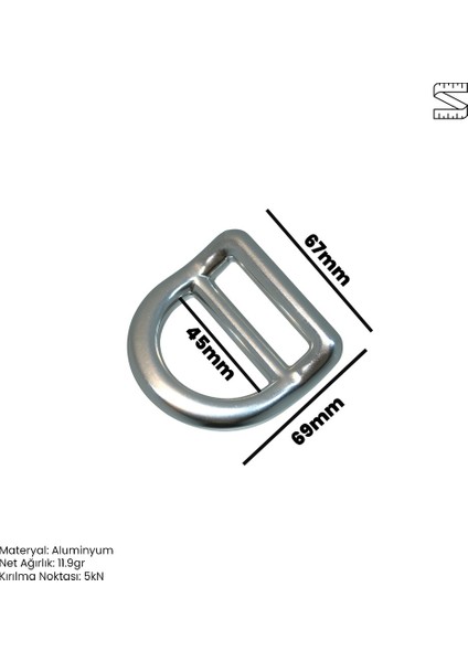Alüminyum D-Halka (41MM) - 11KN Emniyet Klipsi - Dış Mekan, Düşme Koruma fiyatları