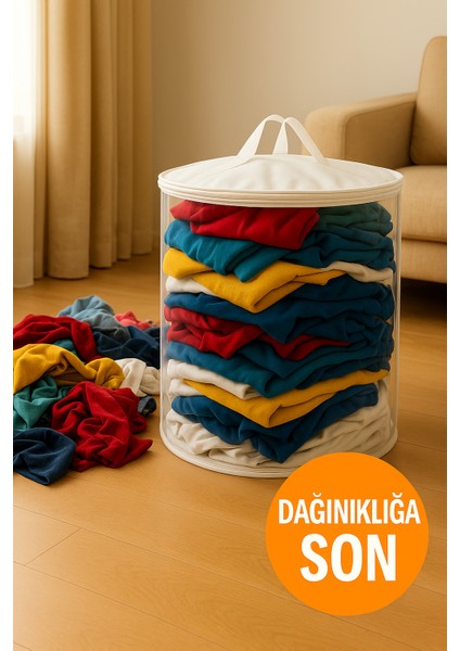 50X40 Şeffaf Silindir Hurç – Büyük Boy, Kapaklı ve Taşıma Saplı fırsatları