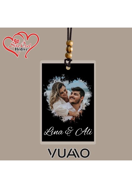 Kişiye Özel Isimli ve Fotoğraflı Araba Hediyesi Araba Süsü Dikiz Aynası Süsü Siyah