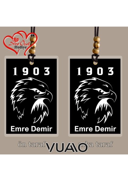 Kişiye Özel Isimli ve 1903 Kartal Temalı Araba Hediyesi Araba Süsü - Dikiz Aynası Süsü - Siyah Beyaz fiyatları