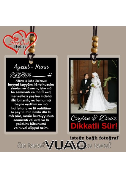 Kişiye Özel Isimli ve Fotoğraflı Ayetel - Kürsi Türkçe Araba Süsü - Araba Dikiz Aynası Süsü modelleri