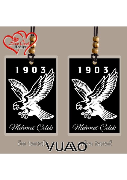 Kişiye Özel Isimli ve 1903 Kartal Temalı Araba Hediyesi Araba Süsü - Dikiz Aynası Süsü - Siyah Beyaz fiyatları