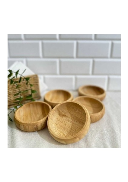 6'lı %100 Bambu Sosluk Çerezlik / Kahvaltılık Çok Amaçlı Bambu Kase