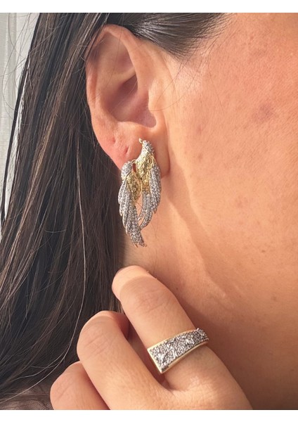 Özel Seri Çift Renk Anka Kuşu Küpe