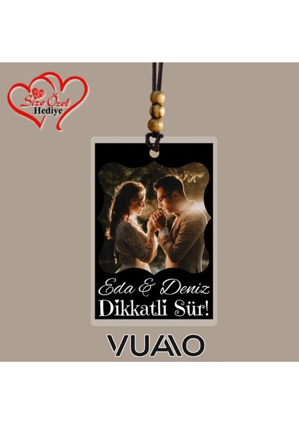 Kişiye Özel Isimli ve Fotoğraflı Araba Hediyesi Araba Süsü Dikiz Aynası Süsü Siyah