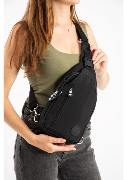 Kadın Su Geçirmez Klinkır Kumaş Crossbody Model Günlük ve Spor Göğüs ve Omuz Çapraz Çantası SAN3037