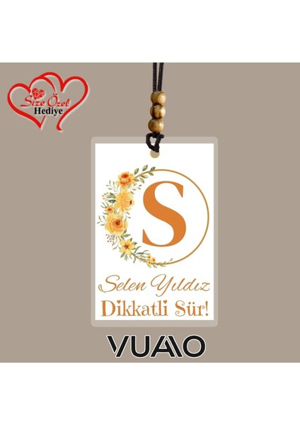 Kişiye Özel Isimli, Fotoğraflı ve Harfli Araba Hediyesi Araba Süsü Dikiz Aynası Süsü - Çicek Desenli