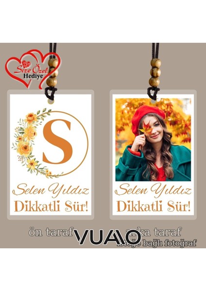 Kişiye Özel Isimli, Fotoğraflı ve Harfli Araba Hediyesi Araba Süsü Dikiz Aynası Süsü - Çicek Desenli modelleri