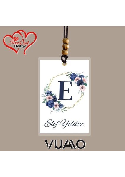 Kişiye Özel Isimli, Fotoğraflı ve Harfli Araba Hediyesi Araba Süsü Dikiz Aynası Süsü - Çicek Desenli