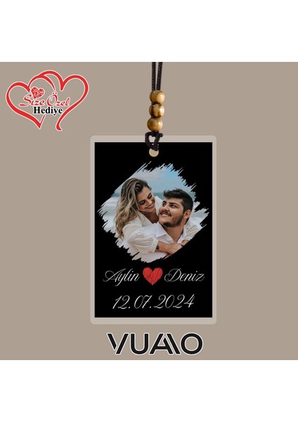 Kişiye Özel Isimli ve Fotoğraflı Araba Hediyesi Araba Süsü Dikiz Aynası Süsü Siyah