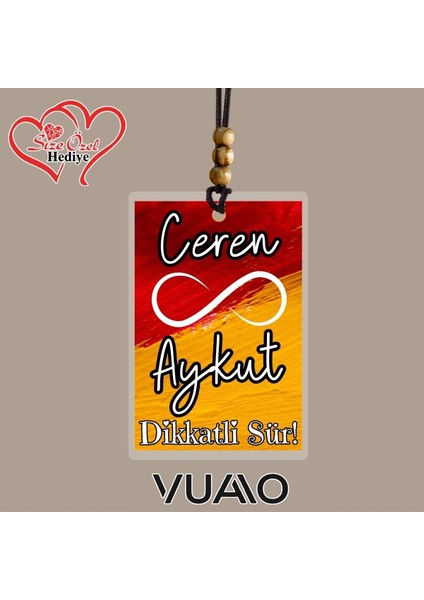 Kişiye Özel Isimli ve Fotoğraflı Taraftar Araba Hediyesi Araba Süsü Dikiz Aynası Süsü Sarı Kırmızı