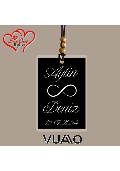 Kişiye Özel Isimli ve Fotoğraflı Araba Hediyesi Araba Süsü Dikiz Aynası Süsü Siyah