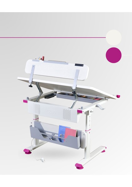 Mini Standart Çekmeceli Çalışma Masası, Yükseklik Ayarlı Çalışma Masası, Kız-Erkek Çocuk Ekru Ders Çalışma Masası fiyatları