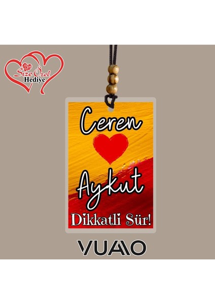 Kişiye Özel Isimli ve Fotoğraflı Taraftar Araba Hediyesi Araba Süsü Dikiz Aynası Süsü Sarı Kırmızı