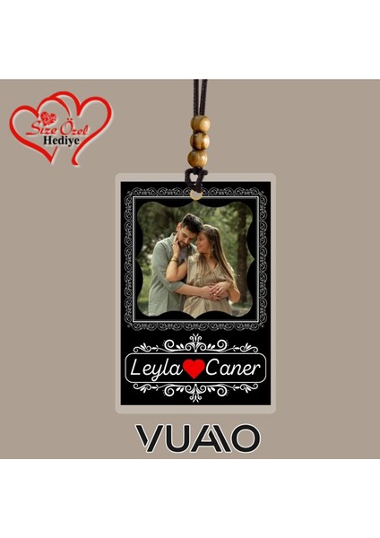 Kişiye Özel Isimli ve Fotoğraflı Araba Hediyesi Araba Süsü Dikiz Aynası Süsü Siyah Desenli