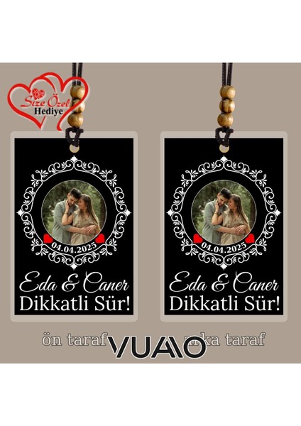 Kişiye Özel Isimli ve Fotoğraflı Araba Hediyesi Araba Süsü Dikiz Aynası Süsü Siyah Desenli fiyatları