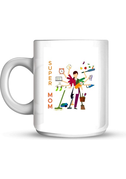 Süper Mom Özel Tasarım Porselen Kupa Beyaz