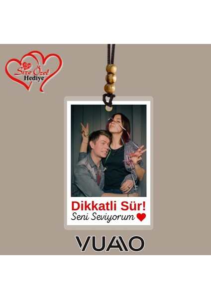 Kişiye Özel Isimli ve Fotoğraflı Araba Hediyesi Araba Süsü Dikiz Aynası Süsü Beyaz