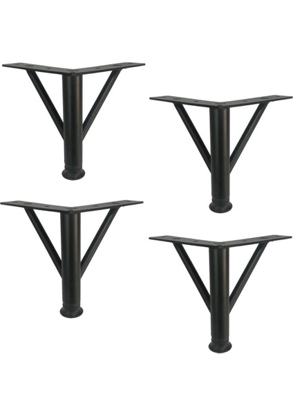 4 Adet Firkete Ayak Metal 25 cm Mat Siyah Mobilya Koltuk Ayağı