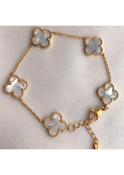 Altın Renk Beyaz Bileklik