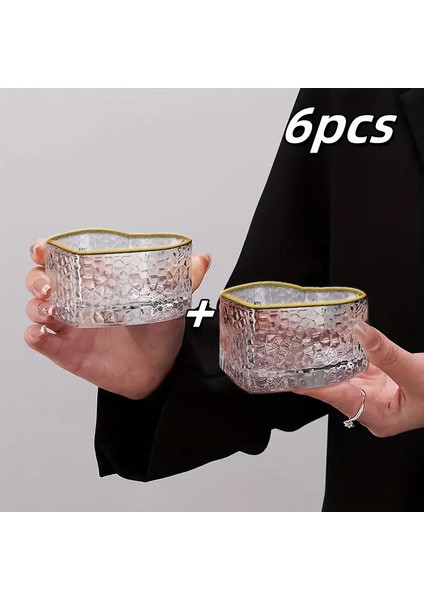 6'lı Cam Kalp Gold Desenli Magnolia-Çerezlik Sunumluk Kasesi fırsatları