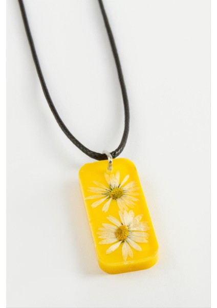 Allzey Papatya Dikdörtgen Epoksi Kolye-Sarı fiyatları