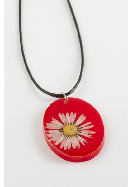 Allzey Papatya Oval Epoksi Kolye-Kırmızı fiyatları