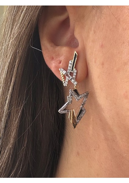 Asimetrik Taşlı Yıldız Küpe fiyatları