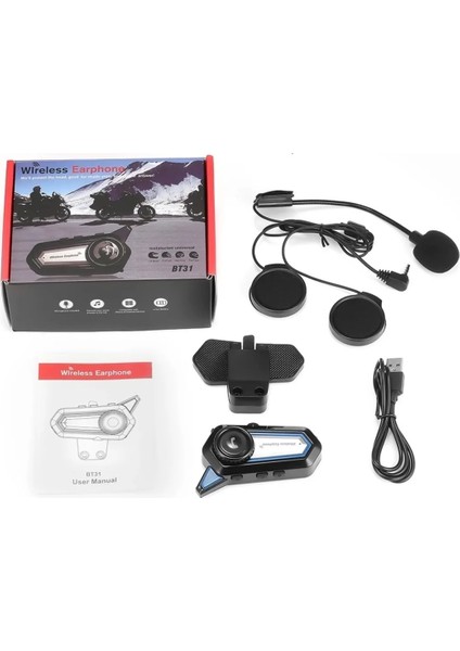 BT31 Yeni Sürüm 1.000 Mah Batarya Intercom Motor Kurye Kask Kulaklık 5.0 Bluetooth