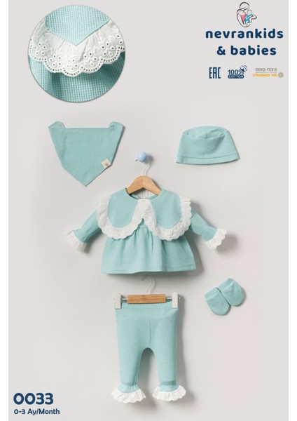 Kız Bebek Fistolu Waffle Hastane Çıkışı 5'li Yeni Doğan Seti 0-3 Ay